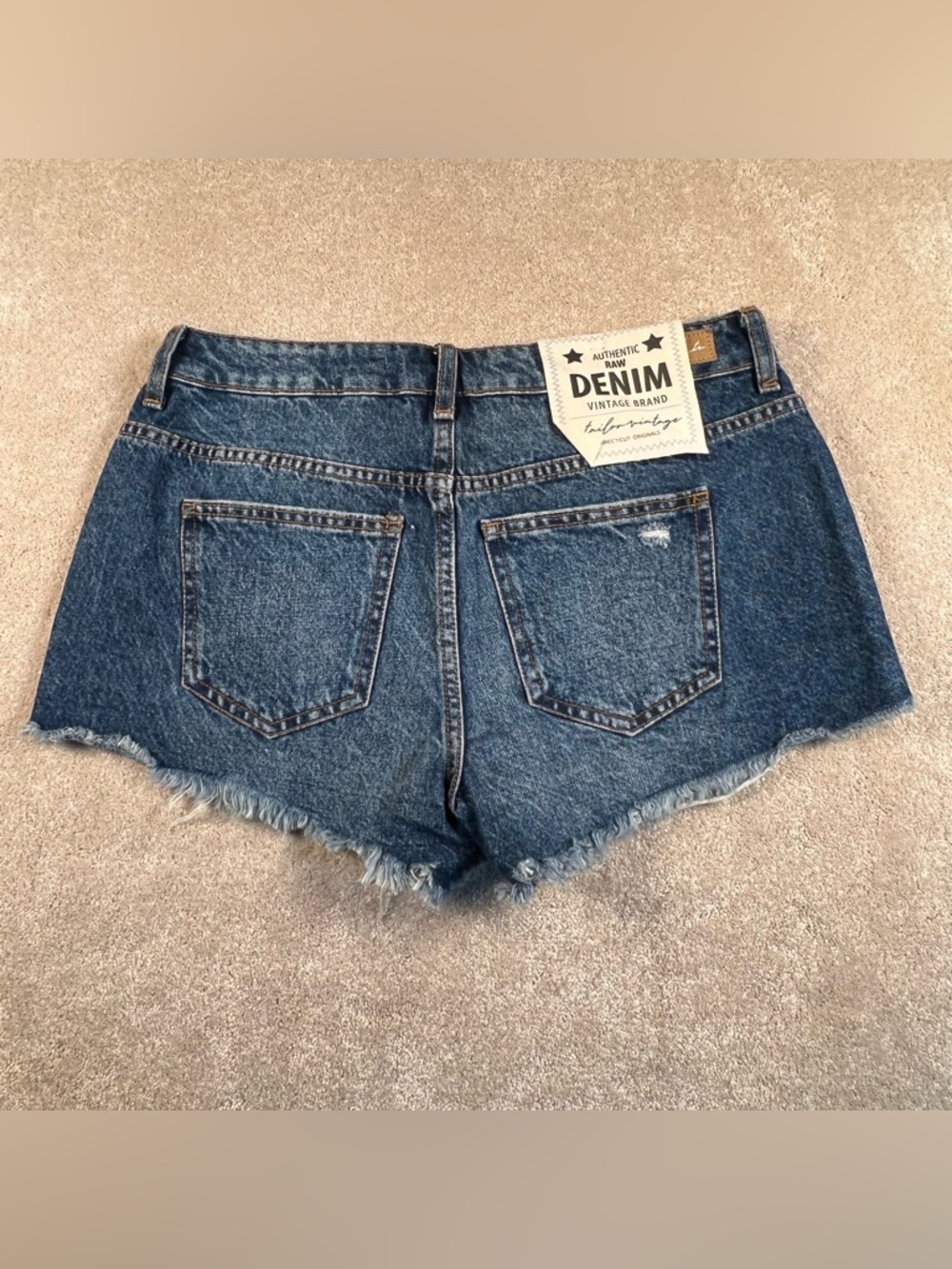 Tailor Vintage Denim Hot Shorts Blue Jean Cut Off Distressed NWT Cotton Junior 7 - Picture 2 of 9